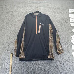 Magellan Outdoors Top Mens 2XL Black Camouflage Hunting Loose Fit Half-Zip